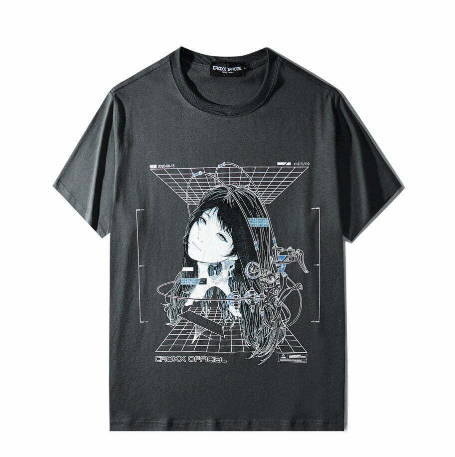 CROXX OFFICIAL Cyber Punk T-Shirt - Y2K Aesthetic Grunge Style Coquette Fashion