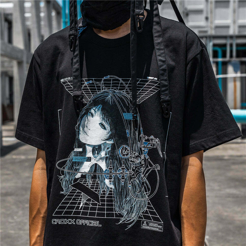 CROXX OFFICIAL Cyber Punk T-Shirt - Y2K Aesthetic Grunge Style Coquette Fashion