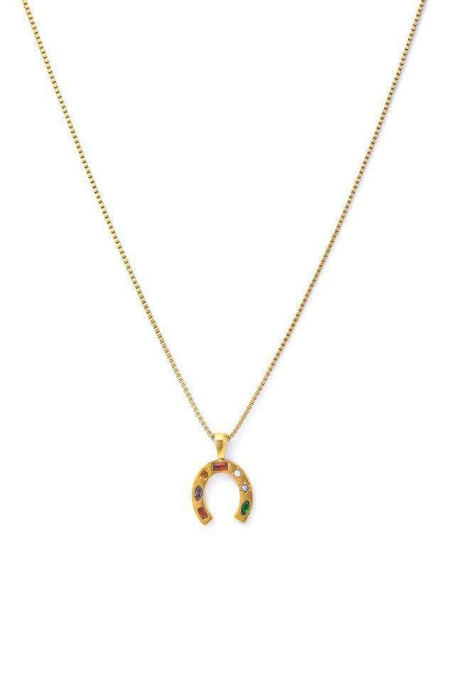 Crystal Horseshoe Pendant Necklace - Y2K Fashion Jewelry with Coquette & Grunge Aesthetic