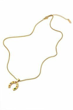 Crystal Horseshoe Pendant Necklace - Y2K Fashion Jewelry with Coquette & Grunge Aesthetic