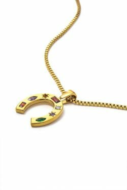 Crystal Horseshoe Pendant Necklace - Y2K Fashion Jewelry with Coquette & Grunge Aesthetic
