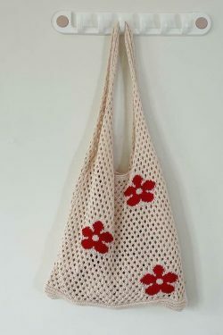 Cut-out Flowers Shoulder Eco Bag for Y2K Fashion Enthusiasts with Coquette and Grunge Aesthetic