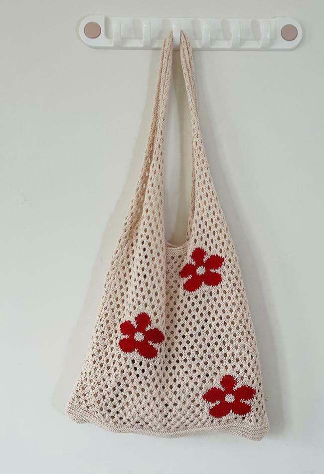 Cut-out Flowers Shoulder Eco Bag for Y2K Fashion Enthusiasts with Coquette and Grunge Aesthetic