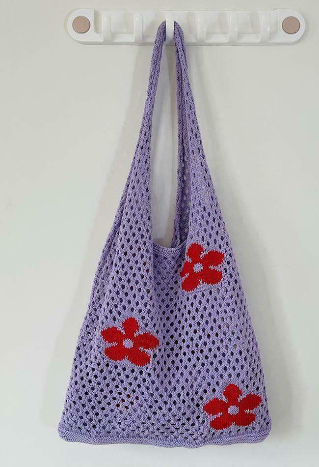 Cut-out Flowers Shoulder Eco Bag for Y2K Fashion Enthusiasts with Coquette and Grunge Aesthetic