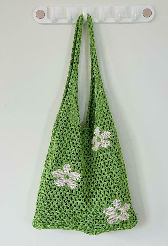 Cut-out Flowers Shoulder Eco Bag for Y2K Fashion Enthusiasts with Coquette and Grunge Aesthetic