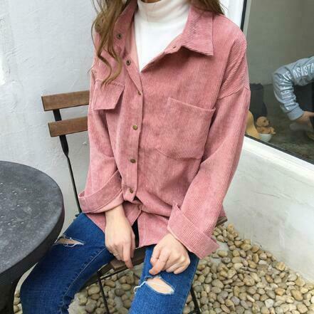 Cute Cord Shirt: Cozy Y2K Fashion for Women - Grunge Aesthetic, Pastel Goth, and Coquette Style