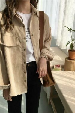 Cute Cord Shirt: Cozy Y2K Fashion for Women - Grunge Aesthetic, Pastel Goth, and Coquette Style