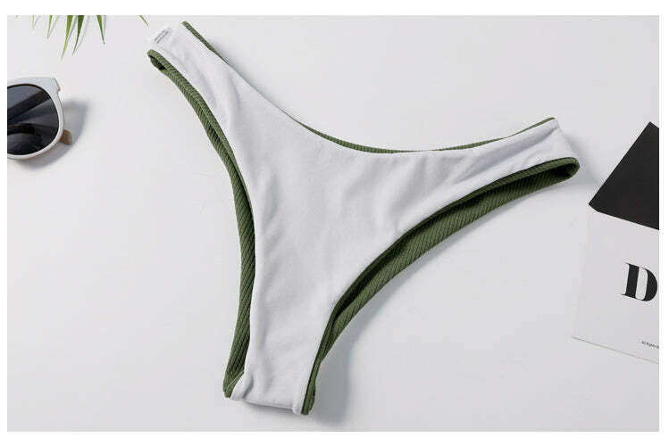 Cute Green Caged Bralette Bikini Set for Y2K Fashion and Aesthetic Pictures