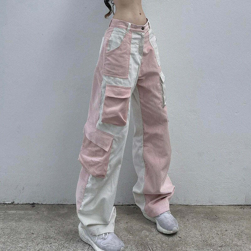 Cute Pastel Goth Cargo Skirt for Coquette Aesthetic with Y2K Style - Contrast Corduroy Detail