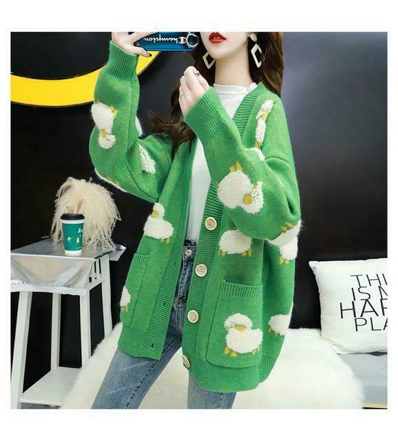 Cute Sheep Cardigan Sweater - Y2K Fashion Coquette Aesthetic Grunge Style Pastel Goth Fall Sweaters