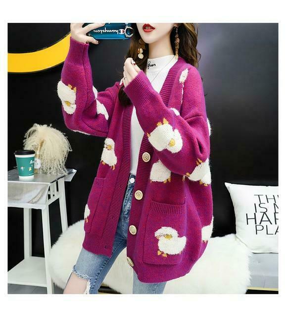 Cute Sheep Cardigan Sweater - Y2K Fashion Coquette Aesthetic Grunge Style Pastel Goth Fall Sweaters