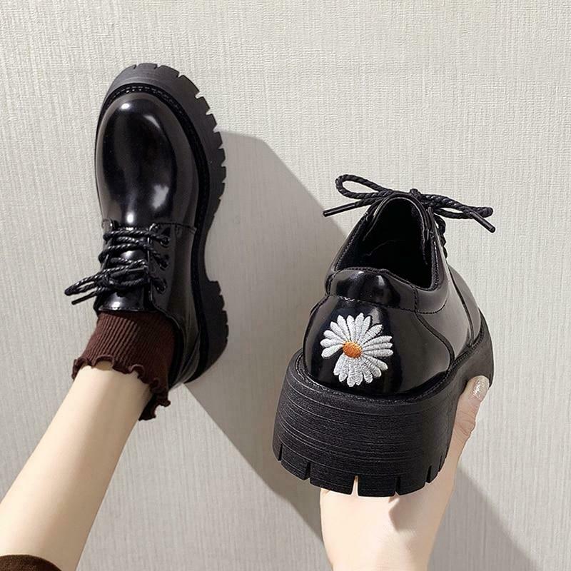 Daisy Grunge Shoes - Y2K Aesthetic Footwear for Women with a Coquette Twist