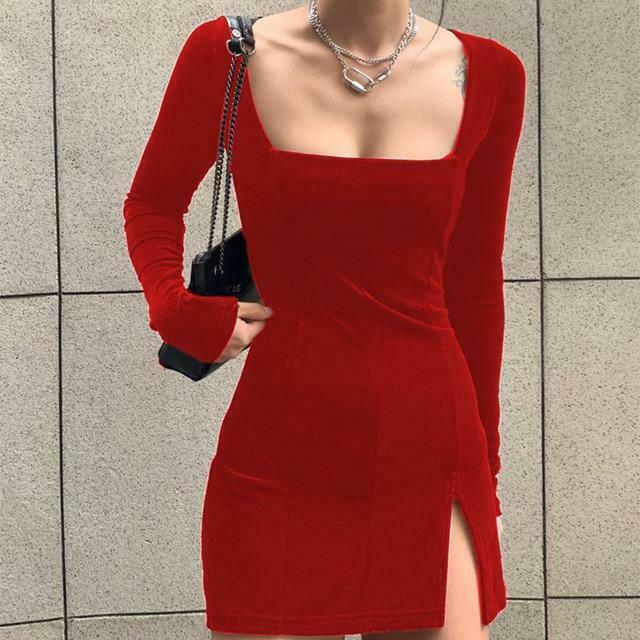 Dark Academia Style Velvet Mini Dress - Y2K Fashion Aesthetic for Women