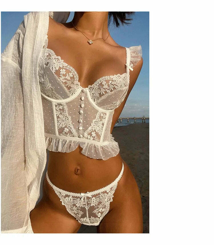 Delicate Dreams Lace Corset - Y2K Fashion Statement with Coquette Aesthetic & Grunge Style