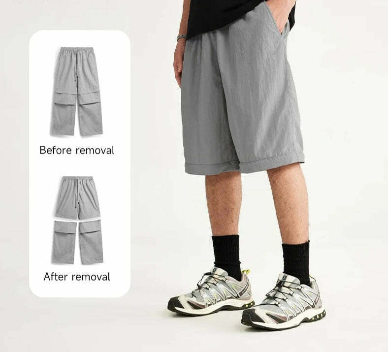 Detachable Waterproof Nylon Shorts/Trousers for Y2K Fashion Enthusiasts
