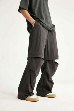 Detachable Waterproof Nylon Shorts/Trousers for Y2K Fashion Enthusiasts