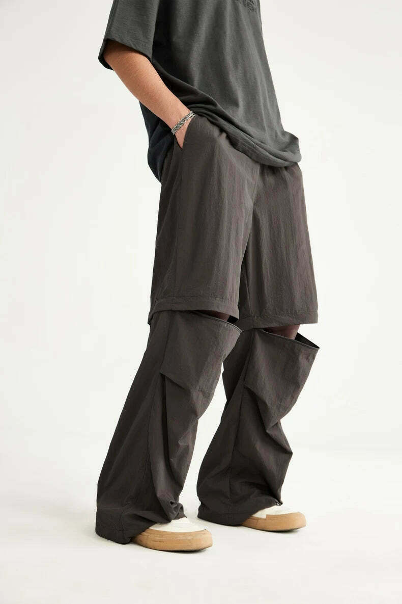 Detachable Waterproof Nylon Shorts/Trousers for Y2K Fashion Enthusiasts