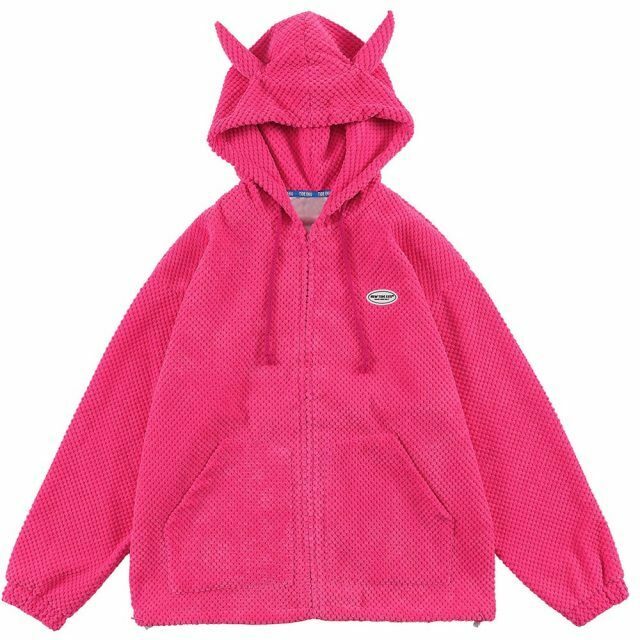 Devil Horns Hoodie - Y2K Fashion Statement with a Coquette Aesthetic Twist for Women