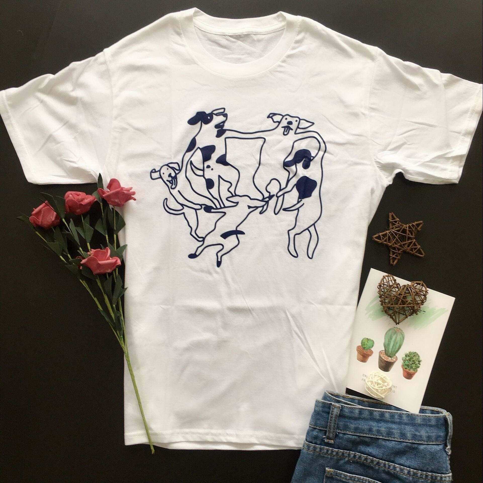Dogs Dance Graphic Tee - Y2K Fashion Statement with Coquette Aesthetic & Grunge Vibes