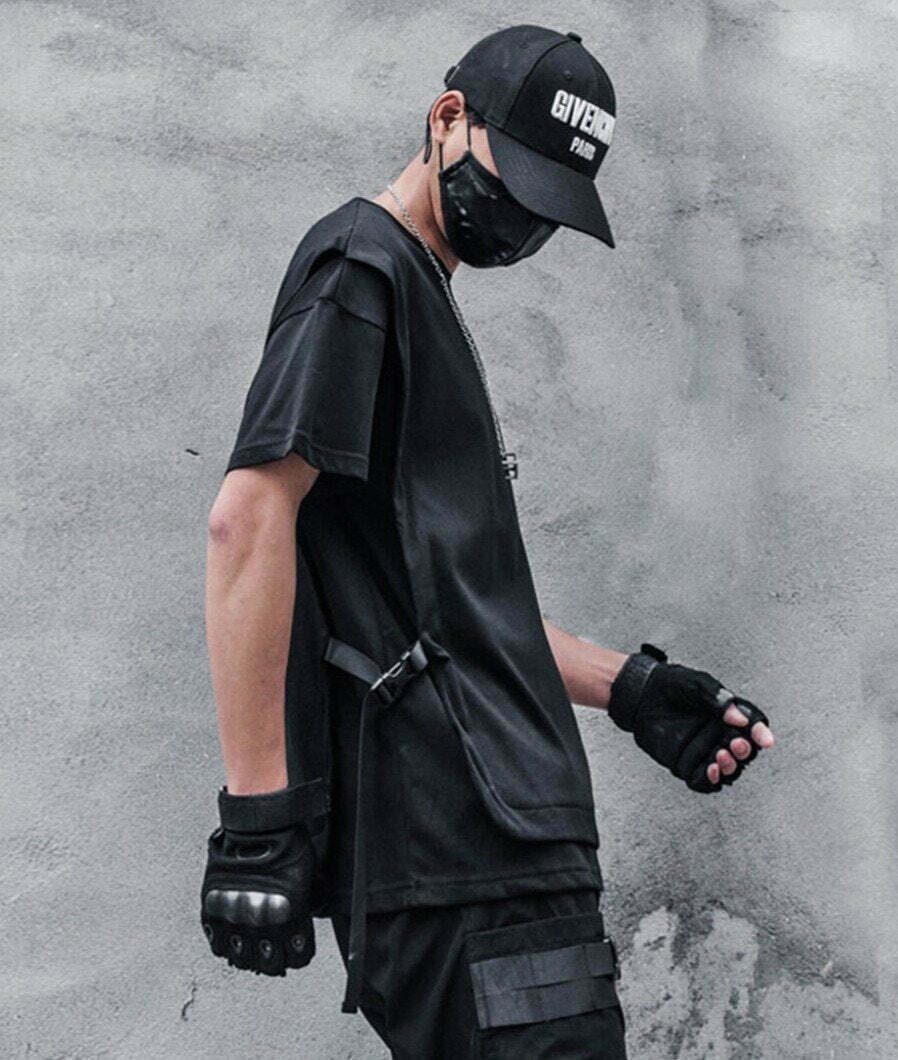 Double Layer Strapped T-Shirt: Y2K Fashion with Coquette & Grunge Aesthetics