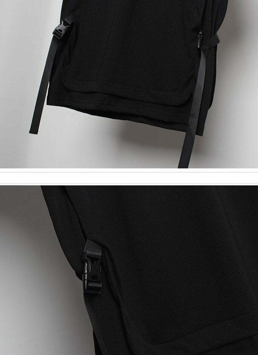 Double Layer Strapped T-Shirt: Y2K Fashion with Coquette & Grunge Aesthetics