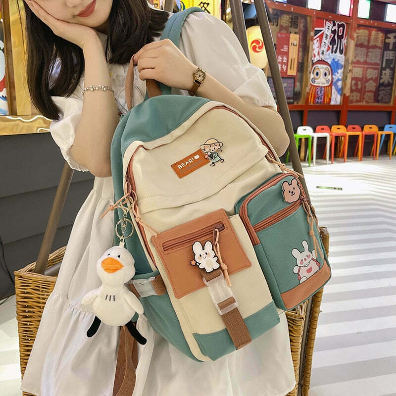 Duck Design Cute School Backpack - Y2K Fashion Aesthetic for Women with Coquette and Grunge Style