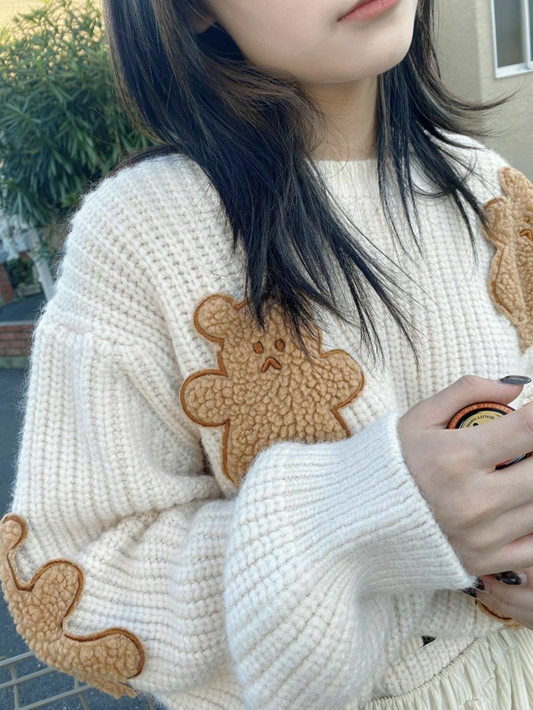 Dusty Bear Knit Pullover - Y2K Aesthetic with Grunge & Coquette Style