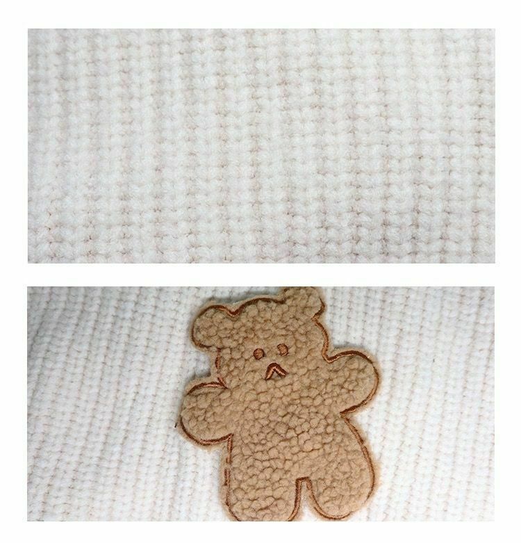 Dusty Bear Knit Pullover - Y2K Aesthetic with Grunge & Coquette Style