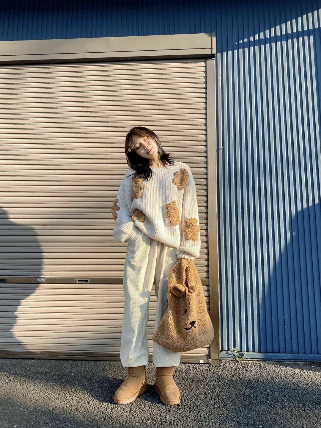 Dusty Bear Knit Pullover - Y2K Aesthetic with Grunge & Coquette Style