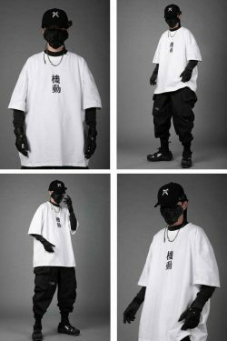 Embroidered Kanji Y2K Fashion Tee - Coquette Aesthetic Grunge Style with Pastel Goth Vibes