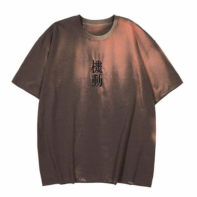 Embroidered Kanji Y2K Fashion Tee - Coquette Aesthetic Grunge Style with Pastel Goth Vibes