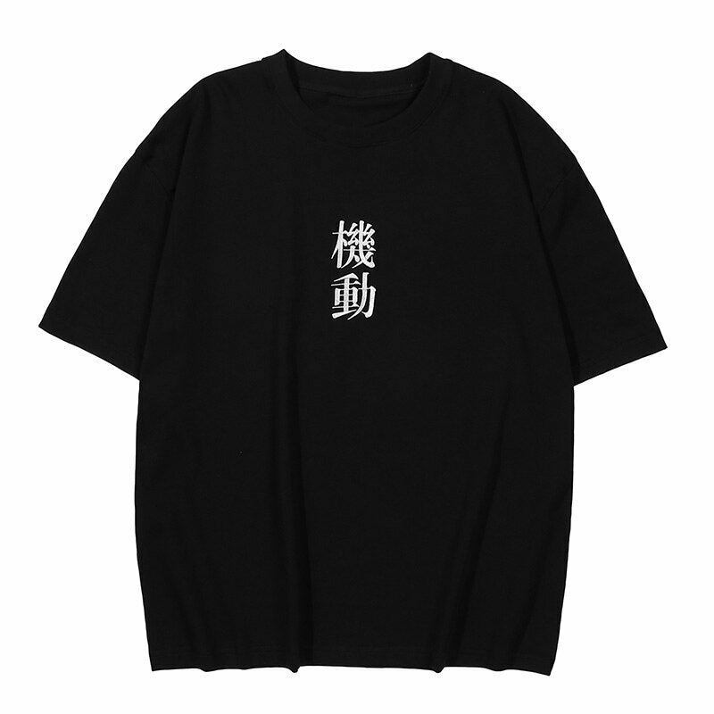 Embroidered Kanji Y2K Fashion Tee - Coquette Aesthetic Grunge Style with Pastel Goth Vibes
