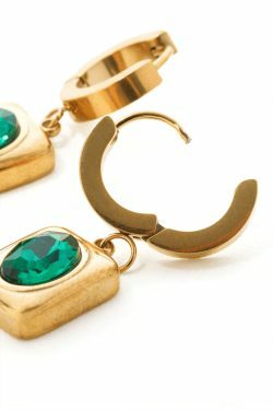 Emerald Square Drop Earrings - Y2K Fashion Jewelry for Women with Coquette Aesthetic & Grunge Style