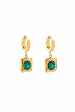 Emerald Square Drop Earrings - Y2K Fashion Jewelry for Women with Coquette Aesthetic & Grunge Style