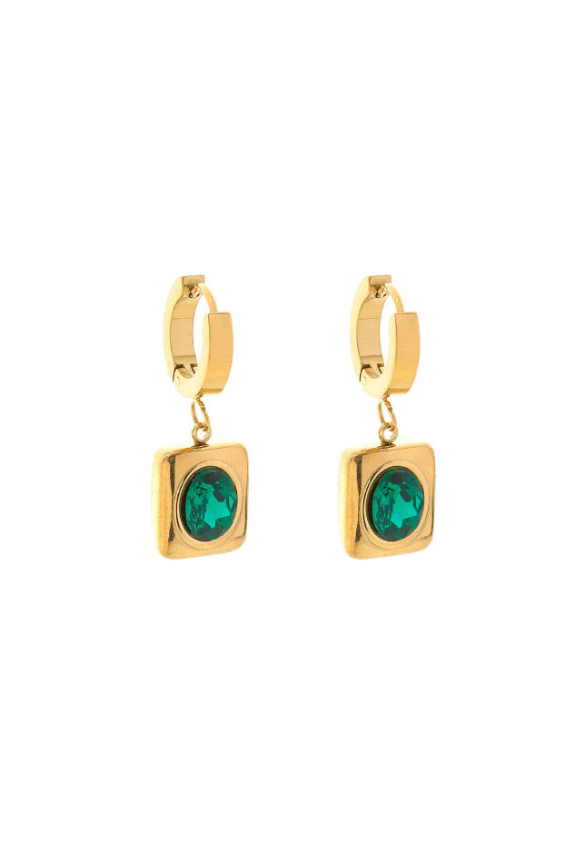 Emerald Square Drop Earrings - Y2K Fashion Jewelry for Women with Coquette Aesthetic & Grunge Style
