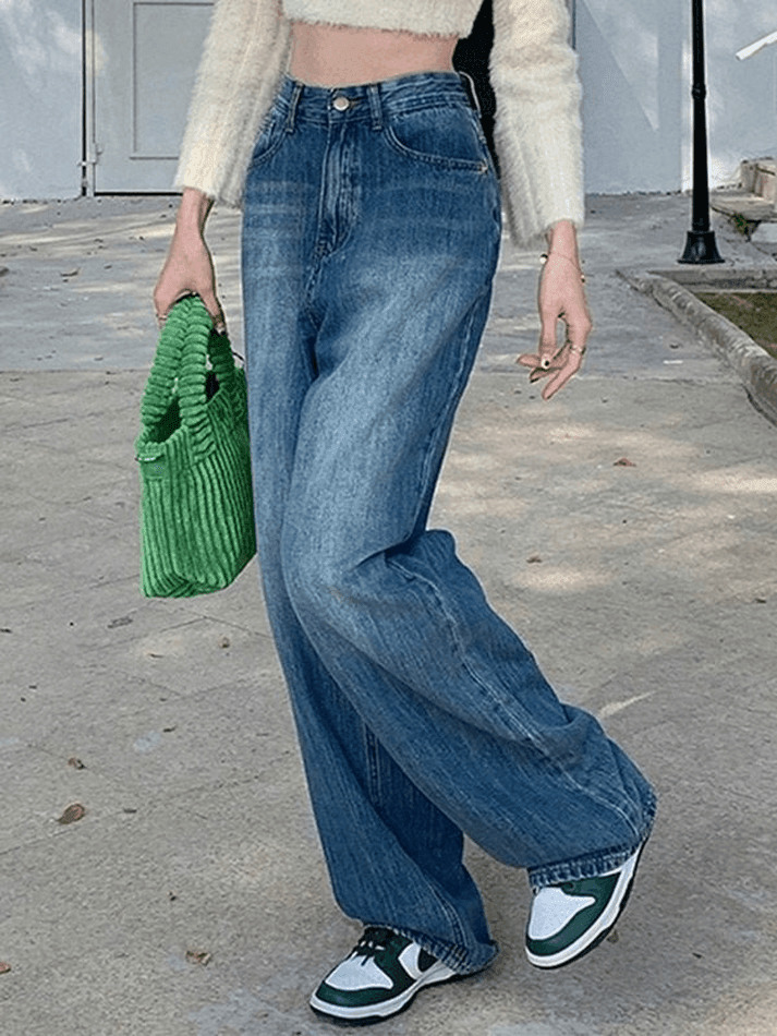Faded Denim Baggy Boyfriend Jeans - Y2K Fashion Staple for Women's Coquette Aesthetic