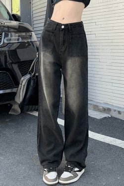 Faded Wash Vintage Cargo Jeans: Y2K Aesthetic Grunge Style for Women - Coquette Fashion
