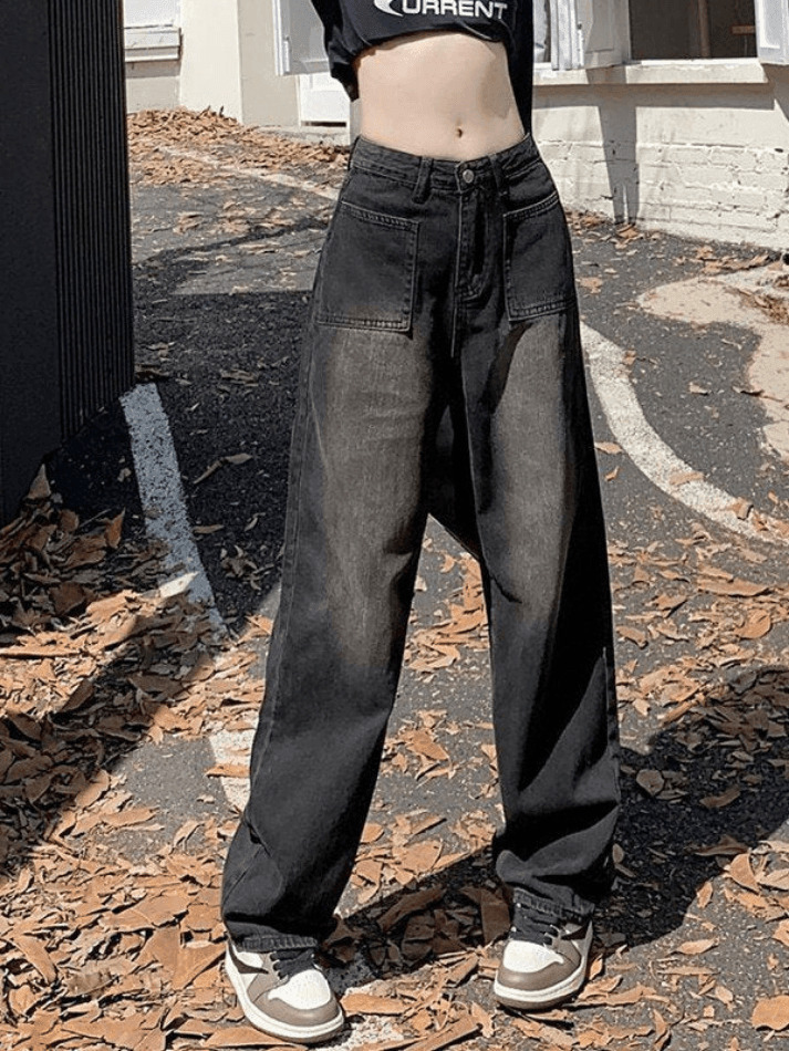 Faded Wash Vintage Cargo Jeans: Y2K Aesthetic Grunge Style for Women - Coquette Fashion