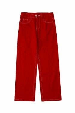 Flame Stitch Jeans: Y2K Fashion Statement with Coquette Aesthetic and Grunge Style
