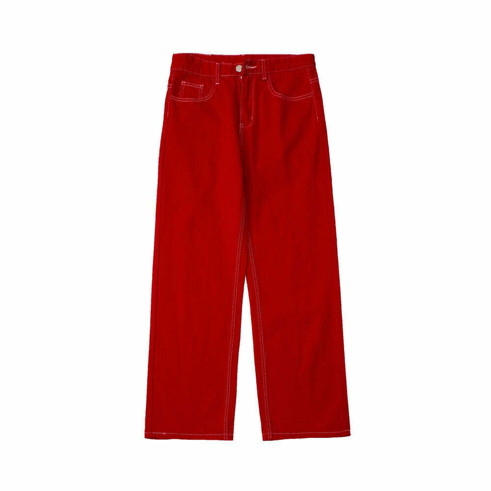 Flame Stitch Jeans: Y2K Fashion Statement with Coquette Aesthetic and Grunge Style