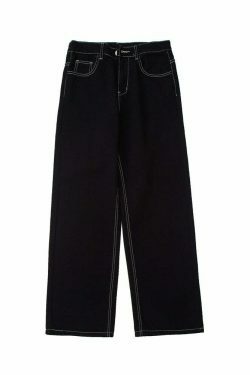 Flame Stitch Jeans: Y2K Fashion Statement with Coquette Aesthetic and Grunge Style