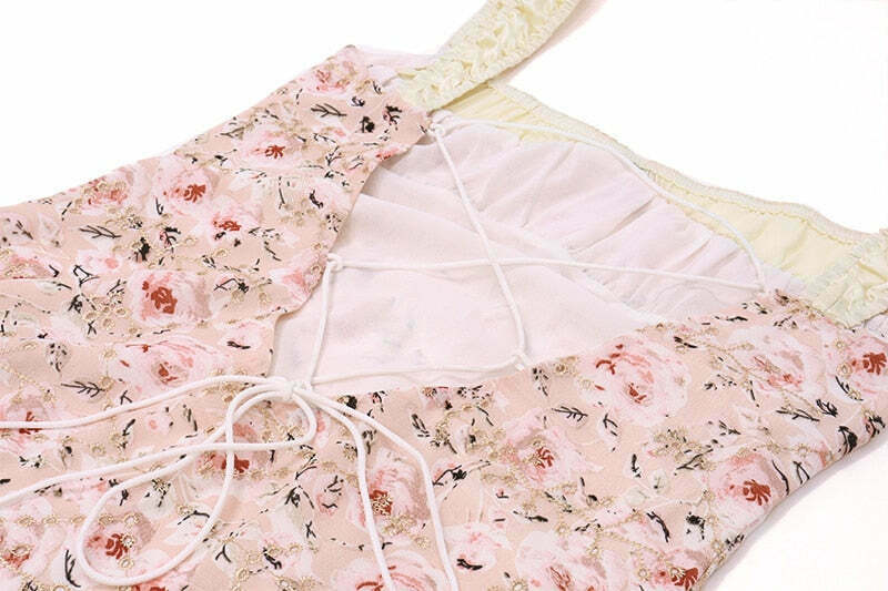 Flamingo Pink Floral Elegance Y2K Dress - Coquette Aesthetic for Women's Fashion