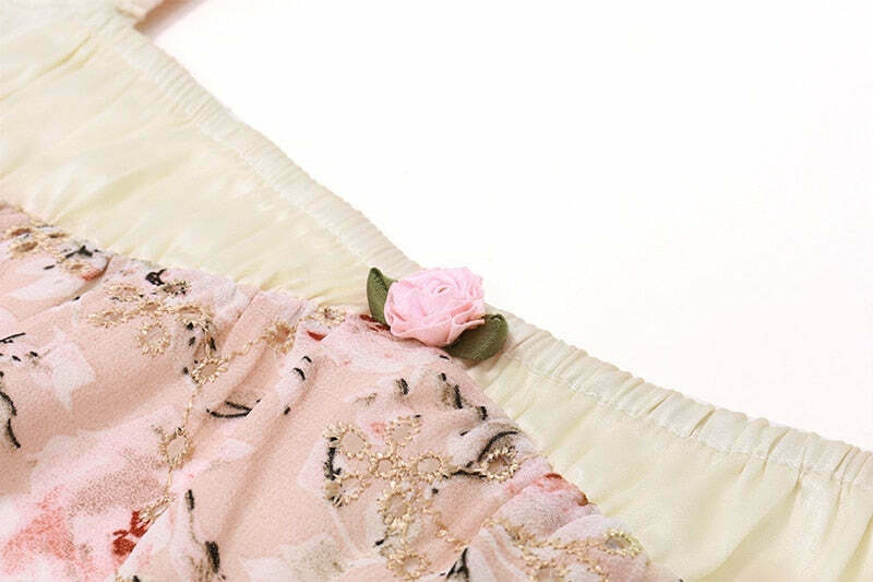 Flamingo Pink Floral Elegance Y2K Dress - Coquette Aesthetic for Women's Fashion