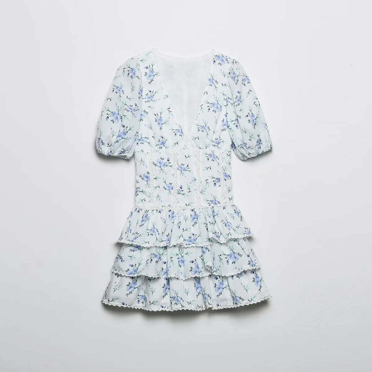 Floral Dreamscape Ruffle Dress - Y2K Fashion with Coquette & Grunge Aesthetics