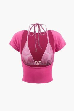 Floral Halter Bra Top & T-Shirt - Y2K Coquette Grunge Aesthetic Cute