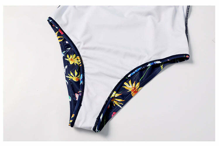 Floral Leaf Criss Cross Swimsuit - Y2K Fashion Aesthetic for Women