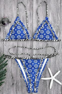 Floral Print Tanga String Bikini Set - Y2K Fashion Swimwear with Coquette & Grunge Aesthetic