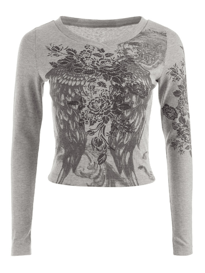 Floral Rhinestone Crop Top: Y2K Aesthetic Fashion with Coquette Style and Grunge Vibes