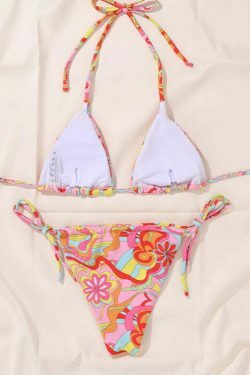Floral Sexy Straps Bikini - Y2K Fashion Swimwear for Women - Coquette Aesthetic Beachwear