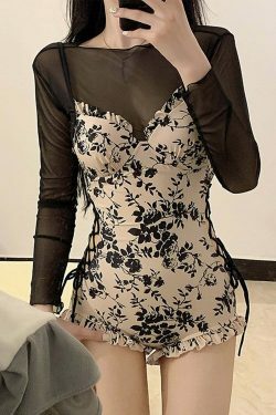 Floral Sun Protection Swimsuit Cover-Up for Women - Y2K Fashion Beachwear with Coquette Aesthetic